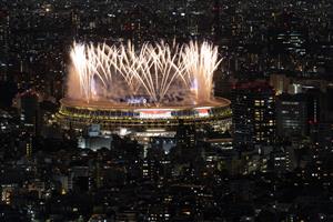 TOKYO, JAPAN - JULY 23: Fireworks are displayed during the Opening Ceremony of the Tokyo 2020 Olympic Games at Olympic Stadium on July 23, 2021 in Tokyo, Japan. (Getty Images)