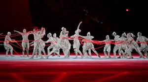 TOKYO, JAPAN - JULY 23: Performers dance during the Opening Ceremony of the Tokyo 2020 Olympic Games at Olympic Stadium on July 23, 2021 in Tokyo, Japan. (Getty Images)