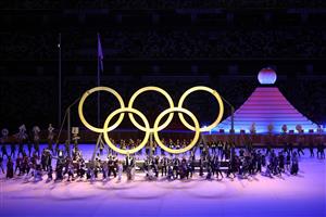 TOKYO, JAPAN - JULY 23: Performers are seen during the Opening Ceremony of the Tokyo 2020 Olympic Games at Olympic Stadium on July 23, 2021 in Tokyo, Japan. (Getty Images)