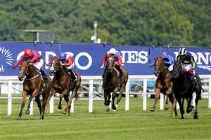 ASCOT, ENGLAND - JULY 23: Oisin Murphy riding Dreamloper (L) win The British Racecourses Join Sunflower Lanyard Scheme Valiant Stakes at Ascot Racecourse on July 23, 2021 in Ascot, England. (Photo by Alan Crowhurst/Getty Images)