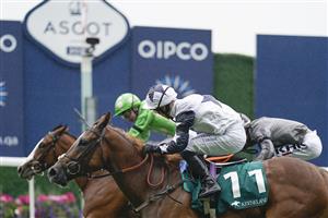 ASCOT, ENGLAND - JULY 24: Ray Dawson riding Zain Claudette (nearest) get up late to win The Princess Margaret Keeneland Stakes at Ascot Racecourse on July 24, 2021 in Ascot, England. (Photo by Alan Crowhurst/Getty Images)