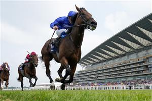 ASCOT, ENGLAND - JULY 24: William Buick riding Adayar win The King George VI And Queen Elizabeth QIPCO Stakes at Ascot Racecourse on July 24, 2021 in Ascot, England. (Photo by Alan Crowhurst/Getty Images)