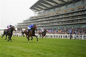 ASCOT, ENGLAND - JULY 24: William Buick riding New Science (blue) win The Pat Eddery Stakes at Ascot Racecourse on July 24, 2021 in Ascot, England. (Photo by Alan Crowhurst/Getty Images)