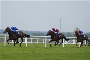 ASCOT, ENGLAND - JULY 24: William Buick riding Adayar win The King George VI And Queen Elizabeth QIPCO Stakes at Ascot Racecourse on July 24, 2021 in Ascot, England. (Photo by Alan Crowhurst/Getty Images)