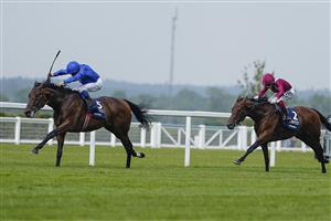 ASCOT, ENGLAND - JULY 24: William Buick riding Adayar win The King George VI And Queen Elizabeth QIPCO Stakes at Ascot Racecourse on July 24, 2021 in Ascot, England. (Photo by Alan Crowhurst/Getty Images)