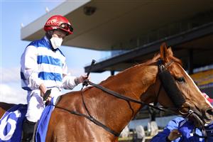SYDNEY, AUSTRALIA - JULY 24: Brock Ryan on Chat returns to scale after winning race 4 the Hyland Race Colours July Sprint from Kerrin McEvoy on All Time Legend during Sydney Racing at Rosehill Gardens on July 24, 2021 in Sydney, Australia. (Photo by Mark Evans/Getty Images)
