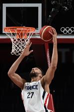France's Rudy Gobert goes for the basket during the men's preliminary round group A basketball match between France and USA during the Tokyo 2020 Olympic Games at the Saitama Super Arena in Saitama on July 25, 2021. (Getty Images)