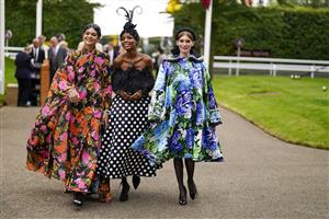 CHICHESTER, ENGLAND - JULY 27: Fashion arrives during the Qatar Goodwood Festival at Goodwood Racecourse on July 27, 2021 in Chichester, England. (Photo by Alan Crowhurst/Getty Images)