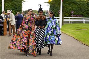 CHICHESTER, ENGLAND - JULY 27: Fashion arrives during the Qatar Goodwood Festival at Goodwood Racecourse on July 27, 2021 in Chichester, England. (Photo by Alan Crowhurst/Getty Images)