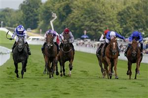 CHICHESTER, ENGLAND - JULY 27: Rossa Ryan riding Kinross (2L, lilac/white) win The Unibet Lennox Stakes during the Qatar Goodwood Festival at Goodwood Racecourse on July 27, 2021 in Chichester, England. (Photo by Alan Crowhurst/Getty Images)