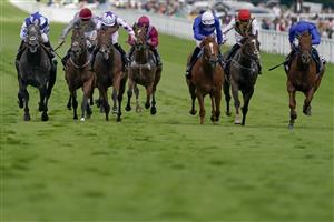 CHICHESTER, ENGLAND - JULY 27: Rossa Ryan riding Kinross (3L, lilac/white) win The Unibet Lennox Stakes during the Qatar Goodwood Festival at Goodwood Racecourse on July 27, 2021 in Chichester, England. (Photo by Alan Crowhurst/Getty Images)