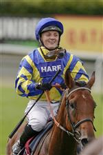 CHICHESTER, ENGLAND - JULY 27: A delighted Hollie Doyle after riding Trueshan to win The Al Shaqab Goodwood Cup Stakes during the Qatar Goodwood Festival at Goodwood Racecourse on July 27, 2021 in Chichester, England. (Photo by Alan Crowhurst/Getty Images)
