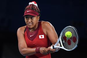 Naomi Osaka in action against Marketa Vondrousova in the women's Olympic tennis tournament. (Getty Images)