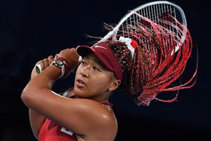 Naomi Osaka in action against Marketa Vondrousova in the women's Olympic tennis tournament. (Getty Images)