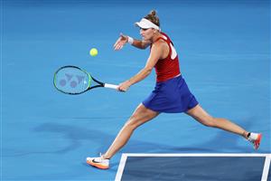 Marketa Vondrousova in action against Naomi Osaka in the women's Olympic tennis tournament. (Getty Images)
