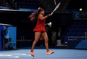Naomi Osaka in action against Marketa Vondrousova in the women's Olympic tennis tournament. (Getty Images)
