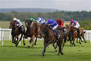 CHICHESTER, ENGLAND - JULY 27: William Buick riding Migration win The Unibet 'You're On' Chesterfield Cup Handicap during the Qatar Goodwood Festival at Goodwood Racecourse on July 27, 2021 in Chichester, England. (Photo by Alan Crowhurst/Getty Images)