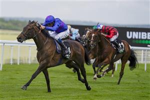 CHICHESTER, ENGLAND - JULY 27: William Buick riding Migration win The Unibet 'You're On' Chesterfield Cup Handicap during the Qatar Goodwood Festival at Goodwood Racecourse on July 27, 2021 in Chichester, England. (Photo by Alan Crowhurst/Getty Images)
