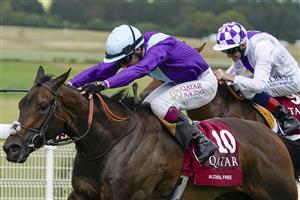 CHICHESTER, ENGLAND - JULY 28: Oisin Murphy riding Alcohol Free win The Qatar Sussex Stakes during the Qatar Goodwood Festival at Goodwood Racecourse on July 28, 2021 in Chichester, England. (Photo by Alan Crowhurst/Getty Images)