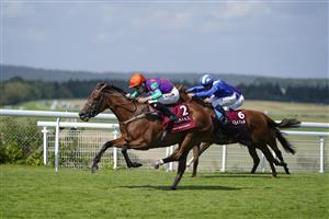 CHICHESTER, ENGLAND - JULY 29: Kieran Shoemark riding Lady Bowthorpe win The Qatar Nassau Stakes during the Qatar Goodwood Festival at Goodwood Racecourse on July 29, 2021 in Chichester, England. (Photo by Alan Crowhurst/Getty Images)