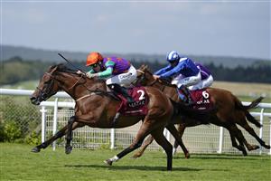 CHICHESTER, ENGLAND - JULY 29: Kieran Shoemark riding Lady Bowthorpe win The Qatar Nassau Stakes during the Qatar Goodwood Festival at Goodwood Racecourse on July 29, 2021 in Chichester, England. (Photo by Alan Crowhurst/Getty Images)