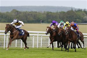CHICHESTER, ENGLAND - JULY 29: Ben Coen riding Ottoman Emperor (L) win The John Pearce Racing Gordon Stakes during the Qatar Goodwood Festival at Goodwood Racecourse on July 29, 2021 in Chichester, England. (Photo by Alan Crowhurst/Getty Images)