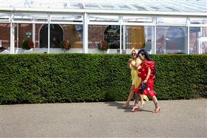 CHICHESTER, ENGLAND - JULY 29: Fashion on Ladies Day during the Qatar Goodwood Festival at Goodwood Racecourse on July 29, 2021 in Chichester, England. (Photo by Alan Crowhurst/Getty Images)