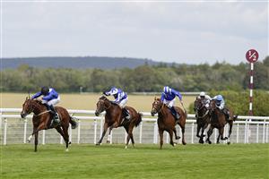 CHICHESTER, ENGLAND - JULY 29: William Buick riding Qaader win The Unibet '15 To Go' Kincsem Handicap during the Qatar Goodwood Festival at Goodwood Racecourse on July 29, 2021 in Chichester, England. (Photo by Alan Crowhurst/Getty Images)