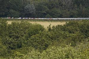 CHICHESTER, ENGLAND - JULY 30: A general view during The Unibet Golden Mile Handicap during the Qatar Goodwood Festival at Goodwood Racecourse on July 30, 2021 in Chichester, England. (Photo by Alan Crowhurst/Getty Images)
