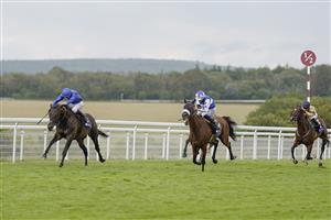 CHICHESTER, ENGLAND - JULY 30: William Buick riding Passion And Glory (L) win The L'Ormarins Queen's Plate Glorious Stakes during the Qatar Goodwood Festival at Goodwood Racecourse on July 30, 2021 in Chichester, England. (Photo by Alan Crowhurst/Getty Images)