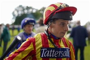 CHICHESTER, ENGLAND - JULY 30: William Buick returns to the weighing room during the Qatar Goodwood Festival at Goodwood Racecourse on July 30, 2021 in Chichester, England. (Photo by Alan Crowhurst/Getty Images)