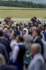 CHICHESTER, ENGLAND - JULY 31: Oisin Murphy riding Imperial Fighter win The British European Breeders Fund EBF Maiden Stakes during the Qatar Goodwood Festival at Goodwood Racecourse on July 31, 2021 in Chichester, England. (Photo by Alan Crowhurst/Getty Images)