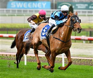 MELBOURNE, AUSTRALIA - JULY 31: Jamie Kah riding Smokin' Romans wins race 7, the Dominant Travis Harrison Cup during Melbourne Racing at Moonee Valley Racecourse on July 31, 2021 in Melbourne, Australia. (Getty)