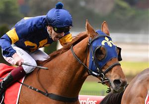 MELBOURNE, AUSTRALIA - JULY 31: Fred Kersley riding Mahamedeis winning Race 4, the Mirasan Handicap during Melbourne Racing at Moonee Valley Racecourse on July 31, 2021 in Melbourne, Australia. (Photo by Vince Caligiuri/Getty Images)