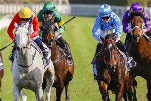 SYDNEY, AUSTRALIA - JULY 31: Rachel King (light blue) on Silent Agenda wins race 4 The Agency Real Estate Handicap during Sydney Racing at Royal Randwick Racecourse on July 31, 2021 in Sydney, Australia. (Photo by Mark Evans/Getty Images)