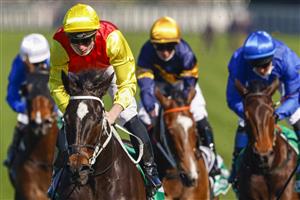SYDNEY, AUSTRALIA - AUGUST 07: James McDonald (yellow) on Hot Spring Gold wins race 1 the Clubsnsw Western Metropolitan Handicap during Sydney Racing at Royal Randwick Racecourse on August 07, 2021 in Sydney, Australia. (Photo by Mark Evans/Getty Images)