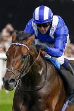 NEWBURY, ENGLAND - AUGUST 14: Jim Crowley riding Hukum win The BetVictor Geoffrey Freer Stakes at Newbury Racecourse on August 14, 2021 in Newbury, England. (Photo by Alan Crowhurst/Getty Images)