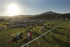 KEMBLA, AUSTRALIA - AUGUST 14: Riders and horses compete in race 10 the Elite Sand & Soil Handicap during Sydney Racing at Kembla Grange on August 14, 2021 in Kembla, Australia. (Photo by Mark Evans/Getty Images)