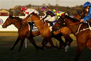 KEMBLA, AUSTRALIA - AUGUST 14: Kerrin McEvoy (L) on Olympic Legend wins race 10 the Elite Sand & Soil Handicap during Sydney Racing at Kembla Grange on August 14, 2021 in Kembla, Australia. (Photo by Mark Evans/Getty Images)