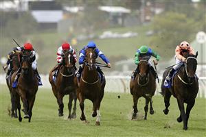 MELBOURNE, AUSTRALIA - NOVEMBER 06: Ben Melham (R) riding Black Caviar leads the field to win race Five Patinack Farm Classic during Emirates Stakes Day at Flemington Racecourse on November 6, 2010 in Melbourne, Australia. (Photo by Robert Prezioso/Getty Images)
