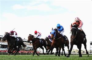 MELBOURNE, AUSTRALIA - SEPTEMBER 05: Jockey Luke Nolen riding Black Caviar wins the Danehill Stakes during the Sofitel Girls