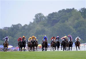 ASCOT, ENGLAND - JUNE 23: Luke Nolen riding Black Caviar (Salmon Black spots 4thR) win The Diamond Jubilee Stakes during day five of Royal Ascot at Ascot racecourse on June 23, 2012 in Ascot, England (Photo by Alan Crowhurst/Getty Images)