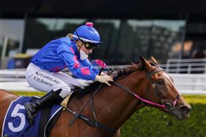 SYDNEY, AUSTRALIA - AUGUST 21: Ellen Hennessy on Torrens wins race 2 the Gold Coast Turf Club Trophy during Sydney Racing at Royal Randwick on August 21, 2021 in Sydney, Australia. (Photo by Mark Evans/Getty Images)