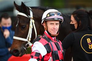 MELBOURNE, AUSTRALIA - AUGUST 21: Daniel Moor riding He's Xceptional to win the Listed McKenzie Stakes during Melbourne Racing at Moonee Valley Racecourse on August 21, 2021 in Melbourne, Australia. (Getty)