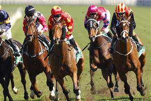 SYDNEY, AUSTRALIA - AUGUST 21: Tim Clark on Always Sure (red/yellow) wins race 4 the SAJC Trophy during Sydney Racing at Royal Randwick Racecourse on August 21, 2021 in Sydney, Australia. (Photo by Mark Evans/Getty Images)
