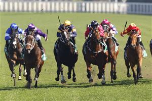 SYDNEY, AUSTRALIA - AUGUST 21: Tim Clark on Always Sure (red/yellow) wins race 4 the SAJC Trophy during Sydney Racing at Royal Randwick Racecourse on August 21, 2021 in Sydney, Australia. (Photo by Mark Evans/Getty Images)