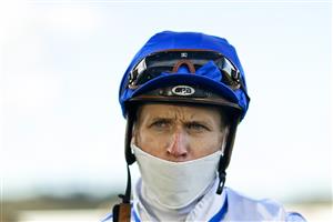 KEMBLA GRANGE, AUSTRALIA - AUGUST 28: James McDonald looks on after winning race 5 the Fujitsu General Ming Dynasty on Coastwatch during Sydney Racing at Kembla Grange Racecourse on August 28, 2021 in Kembla Grange, Australia. (Photo by Mark Evans/Getty Images)
