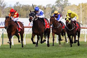 KEMBLA GRANGE, AUSTRALIA - AUGUST 28: James McDonald on Coastwatch wins race 5 the Fujitsu General Ming Dynasty during Sydney Racing at Kembla Grange Racecourse on August 28, 2021 in Kembla Grange, Australia. (Photo by Mark Evans/Getty Images)