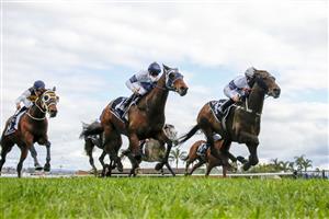 KEMBLA GRANGE, AUSTRALIA - AUGUST 28: Rachel King (R) on Harpo Marx wins race 7 The Agency Illawarra Premier's Cup during Sydney Racing at Kembla Grange Racecourse on August 28, 2021 in Kembla Grange, Australia. (Getty)
