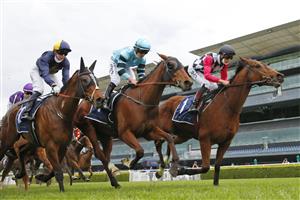SYDNEY, AUSTRALIA - SEPTEMBER 04: Jean Van Overmeire on Casino Mondial (red sleeves) wins race 3 the Midway Handicap during Sydney Racing at Royal Randwick Racecourse on September 04, 2021 in Sydney, Australia. (Photo by Mark Evans/Getty Images)